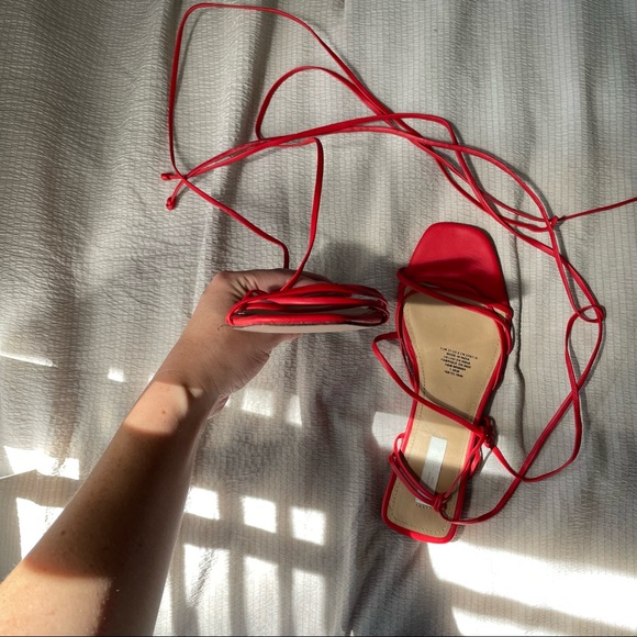 Tie Up Red Premium Leather Sandals - Picture 4 of 6